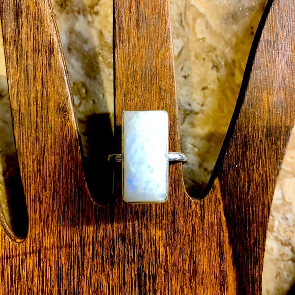 Vintage Jewelry - Sterling Silver Moonstone Ring 925 Adjustable